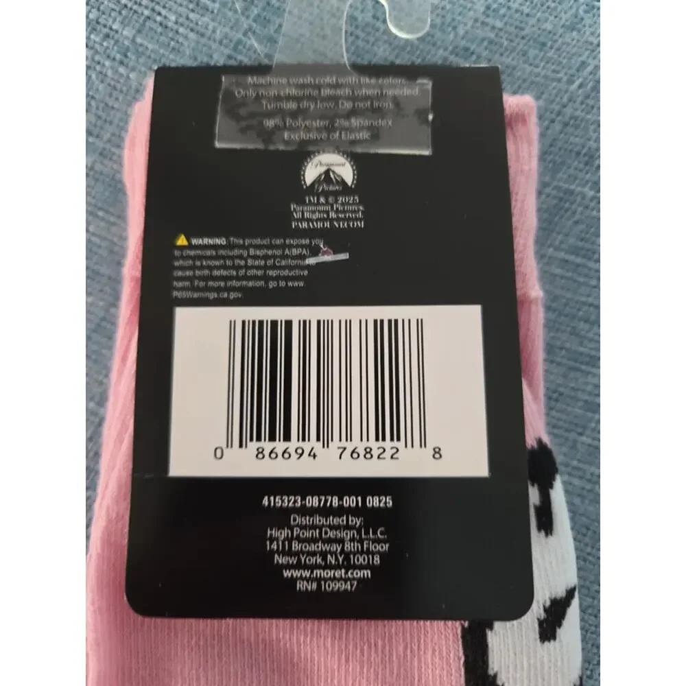 Grease Movie Tell Me About It Stud Pink Crew Socks Size 6.5-12 Paramount nwt